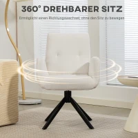 HOMCOM Gepolsterde fauteuil, accentfauteuil, modern design, draaibaar, tot 120 kg, crèmewit(m-5)