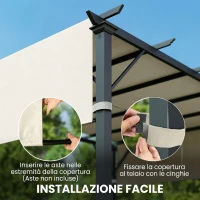 Outsunny Copertura per Gazebo Pergola 3x3 m in Poliestere con Tasche e Cinghie, 488x122 cm, Bianco Crema(m-5)