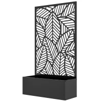 Outsunny Fioriera Rialzata con Spalliera Decorativa per Rampicanti da Terra e Parete in Metallo, 61x23x113 cm, Nero(m-11)