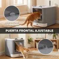 PawHut Arenero para Gatos Cubierto M con Tapa Abatible Salida Superior Pala Bolsas Desodorantes Fácil de Limpiar Blanco(m-7)