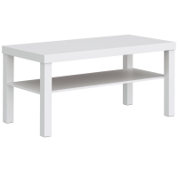 HOMCOM Mesa de Centro Mesa de Café para Sala com Prateleira Aberta Tampo Grosso para Sala Escritório 90x45x44,5 cm Branco