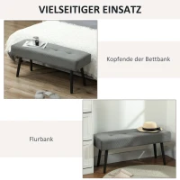 HOMCOM Gestoffeerde Bank met Ribstof, Bedbank met Metalen Poten, Schoenenbank 100 x 36 x 45 cm Grijs(m-6)