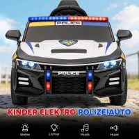 AIYAPLAY 12V Kinder Elektroauto Polizei Polizeiauto mit Fernbedienung Sirene Warnlicht Musik & Hupe Doppelmotoren Federung Weiß(m-4)