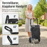 HOMCOM 3-in-1 opvouwbare boodschappentrolley 40L, belastbaar tot 25 kg, met koelvak, zwart(m-8)