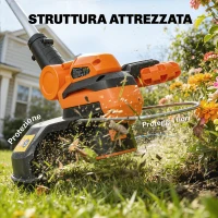 Outsunny Decespugliatore Regolabile a Batteria con Protezione, in ABS e Alluminio, 93x31x18.5 cm, Arancione(m-9)