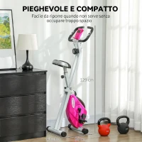 SPORTNOW Cyclette Pieghevole Magnetica a 8 Livelli con Display LCD, Rotelle e Sellino Regolabile, Rosa e Bianco(m-8)