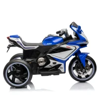 Moto elettrica per bambini, ruote luminose, marcia avanti/indietro e indicatore batteria in tempo reale, 78,1x40,6x51,5 cm, Blu(m-7)