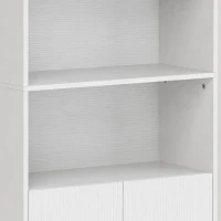 HOMCOM Alacena de Cocina Alta con 4 Puertas con Bisagras de Cierre Suave Estantes Ajustables 2 Compartimentos Abiertos Blanco(m-10)