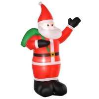 HOMCOM Kerstman, 2,40 meter groot, met LED-verlichting, zelfopblazende Tuindecoratie(m-11)