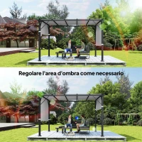 Outsunny Telo Gazebo Pergola 3x3 m con Tasche e Cinghie per Aste, in Poliestere, 488x122 cm, Grigio Chiaro(m-7)