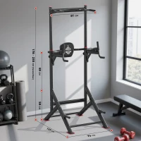 Power Tower Stazione per Dip, Barra per Trazioni, base a doppio triangolo, multifunzionale, 107,4x81,3x235 cm, Nero(m-3)