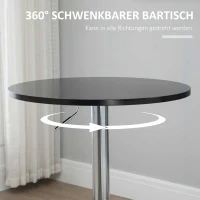 HOMCOM bartafel met draaibaar blad in hoogte verstelbaar zwart 61 x 70-90cm(m-5)