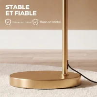HOMCOM Lampadaire lampe à pied abat-jour en tissu de lin base ronde stable pour salle bureau or et blanc(m-7)