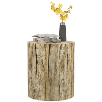 HOMCOM Bijzettafel in Boomstamontwerp, weerbestendig, voor Binnen & Buiten, Beton, Ø37 x 43 cm(m-11)