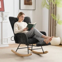 Fauteuil à bascule pour chambre d'enfant, coussin gonflable réglable, poche latérale intégrée & repose-pieds, 64x91x85 cm, Noir(m-6)