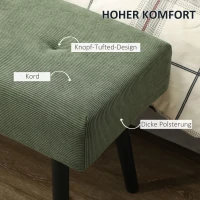HOMCOM Gestoffeerde Bank met Corduroy Bekleding, Bedbank met Metalen Poten, Schoenenbank - 100 x 36 x 45 cm - Groen(m-4)
