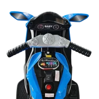 Moto elettrica per bambini, ruote luminose, marcia avanti/indietro e indicatore batteria in tempo reale, 78,1x40,6x51,5 cm, Blu(m-14)