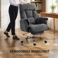 HOMCOM Bureaustoel hoogteverstelbare draaistoel met lendensteun, voetsteun, sneeuwflanel, 80 x 80 x 106-114 cm Donkergrijs(m-8)
