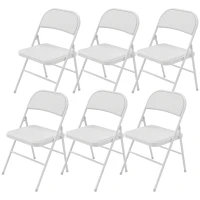 HOMCOM Lot de 6 chaises pliantes chaises de salle à manger portables cadre en acier 45 x 46 x 78 cm blanc(m-12)