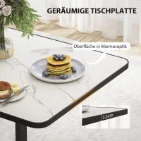 HOMCOM Eettafel, 70 x 70 cm vierkante keukentafel voor 4 personen met marmerlook voor keuken wit(m-5)