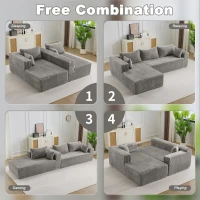 Canapé d'angle modulaire L‑avec chaiselongue, gain de place, design minimaliste, assise profonde, 279x179x83 cm, Gris(m-5)