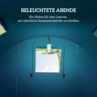 Outsunny Campingzelt für 3-4 Personen stabil wasserdicht Familienzelt mit Schlafzimmer Wohnzimmer 3000mm Wassersäule Himmelblau(m-5)