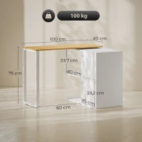 HOMCOM L-vormig bureau, 360° draaibaar hoekbureau met 2 bergkasten, 2 open planken, computertafel voor kleine ruimtes, studeerkamer, woonkamer, 150x40x75 cm, Wit(m-3)
