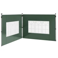 Outsunny Paredes Laterales para Carpa de 3 x 3 / 3 x 4 m 2 Paneles de Tela Oxford de 295x195 cm con Ventana para Fiestas Verde(m-11)