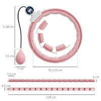 SPORTNOW Smart Hula Hoop Reifen Erwachsene mit Gewicht Kugel Zähler 16 Knoten (76-113cm) Rosa(m-3)