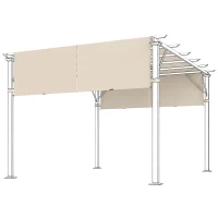Outsunny Copertura per Gazebo Pergola 3x3 m in Poliestere con Tasche e Cinghie, 488x122 cm, color Kaki(m-10)
