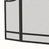 HOMCOM Floral 3-Panel Folding Fireplace Screen for Hearth Protection, Heat-Resistant Metal Fire Spark Guard, Black(m-12)
