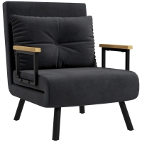 HOMCOM Relaxfauteuil in Scandinavisch design, ligfauteuil, leesfauteuil. incl. kussen met knoophechting, Zwart