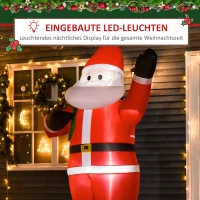 HOMCOM Kerstman, 2,40 meter groot, met LED-verlichting, zelfopblazende Tuindecoratie(m-4)