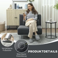 HOMCOM Opklapbare stoel met bedfunctie, opvouwbare relaxstoel in velvet-look, Verstelbare rugleuning, 75 x 70 x 75 cm, Donkergrijs(m-7)