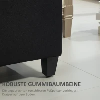 HOMCOM Zitbank met Opbergruimte, Halbank, Linnenachtig Polyester, Rubberhout, Zwart, 100 x 40 x 44 cm(m-5)