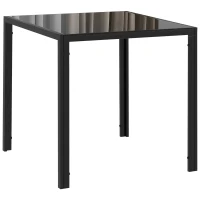 HOMCOM Vierkante Eettafel voor 4 Personen, Tafelblad van Gehard Glas, voor Keuken en Eetkamer, 75 x 75 x 75 cm, Zwart(m-1)