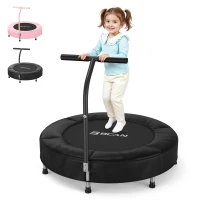 Trampolino per bambini, tappetino di salto No-Gap, maniglia in schiuma & piedini in gomma antiscivolo, 91x91x71 cm, Nero(m-9)
