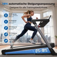 Tapis de course pliable, système de pliage pneumatique à une main, 4 coussins élastiques, 145x89x130 cm, Noir(m-8)