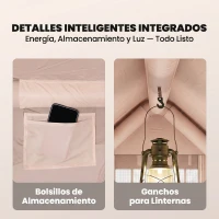 Outsunny Tienda de Campaña Inflable con Apertura de Chimenea y Claraboya Bomba Bolsa UPF30+ para 4 Estaciones Impermeable 5000+(m-9)