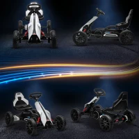 HOMCOM Go-Kart voor Kinderen, Elektrische Kart, tot 5 km/u, Veiligheidsgordel, Zit met Rugleuning, Kunststof, Metaal, Wit(m-7)