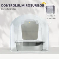 PawHut Litieră pentru Pisici Închisă din Oțel Inoxidabil XL cu Capac Detașabil(m-5)