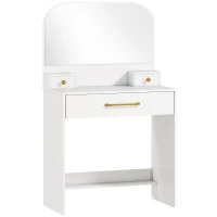 HOMCOM Make-uptafel met spiegel, compacte make-uptafel met 3 lades, Wit(m-1)