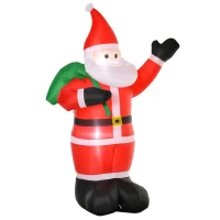 HOMCOM Kerstman, 2,40 meter groot, met LED-verlichting, zelfopblazende Tuindecoratie(m-1)