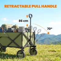 Outsunny 125L Festival Trolley on Wheels, Folding Wagon Camping Trolley Cart with Removable Cover, Side Pockets, Adjustable Handle, Portable Wagon Cart for Outdoor Garden Shopping Picnic, Green(m-4)