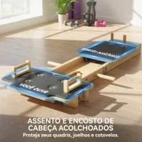 SPORTNOW Mini Reformer Pilates com Bandas de Resistência Pegas Roda Abdominal para Treino de Corpo Completo 165x80x10 cm Madeira(m-6)