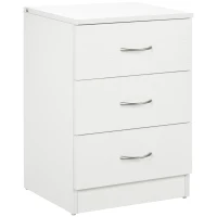 HOMCOM Table de chevet 3 tiroirs, poignées en aluminium, design anti-basculement, 40x35x58 cm, Blanc(m-1)