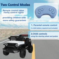 Auto elettrica per bambini 12V, telecomando per genitori e modalità di guida manuale, 96x59,2x58 cm, Bianco(m-12)