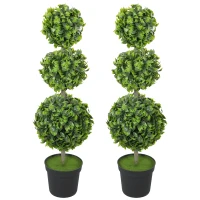 HOMCOM Kunstplanten in pot, kunststof bladeren, beflockte aarde, groen(m-10)