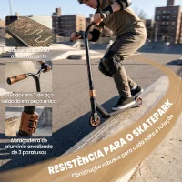 SPORTNOW Trotinete Acrobática com Guiador 360° Rolamentos ABEC-9 Rodas de PU de 120 mm Estrutura de Alumínio 66x47x81 cm Dourado(m-4)