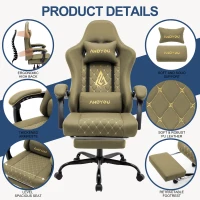Sedia gaming ergonomica, regolabile in stile racing, seduta 100% in memory foam, cuscino poggiatesta e lombare, 60x60x122 cm, Verde(m-3)